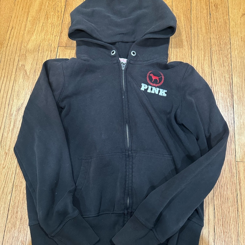PINK Victoria's Secret Kids Black Hoodie with Red Logo